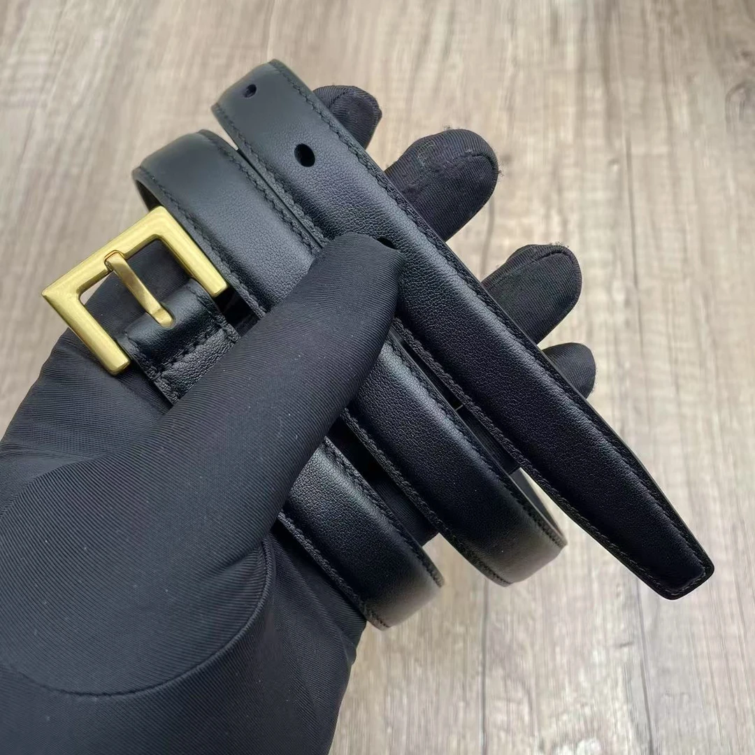 女士真皮腰带杨树林皮带黑色进口牛皮高端配连衣裙牛仔裤