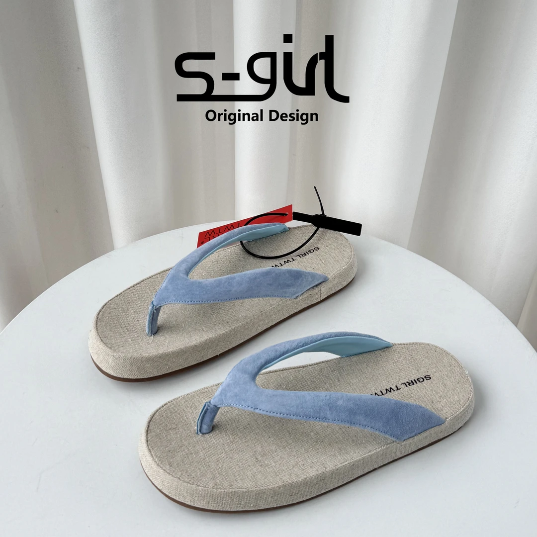 SGIRL TWTW复古夹趾人字拖鞋女夏2025外穿平底休闲度假沙滩凉拖鞋
