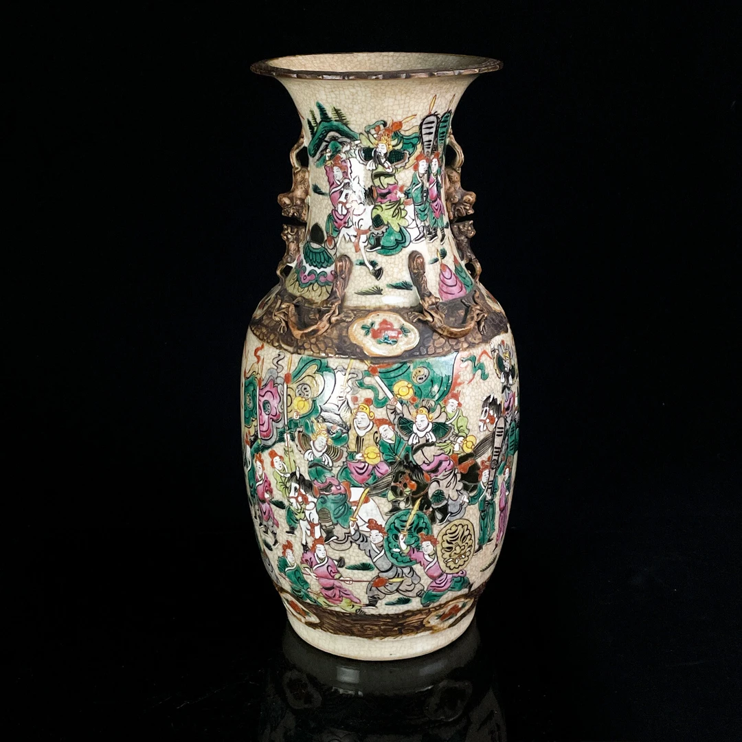 晚清 五彩刀马旦铁骨泥大瓶-M25LS001808-04