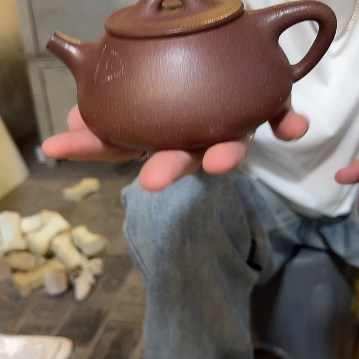 紫砂茶壶ly粗砂底槽青景州石瓢瑕