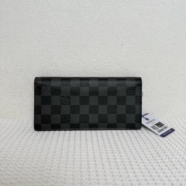 99新 LouisVuitton/路易威登 5769男士时尚黑棋盘格对折钱包