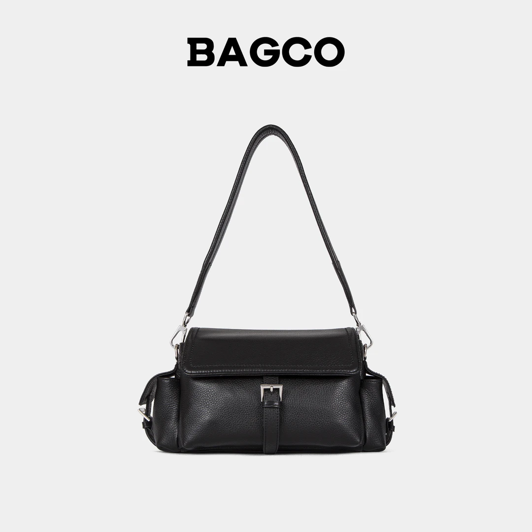 BAGCO/Explore中性风口袋邮差包头层牛皮双根肩带手拎单肩斜挎包