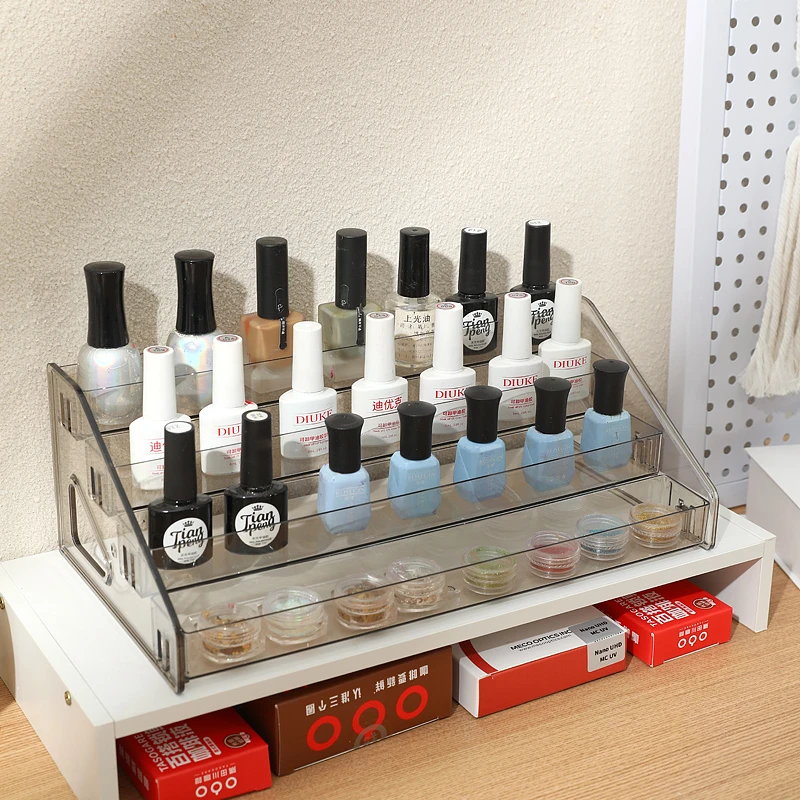 透明收纳桌面收纳盒分格首饰品置物盒药瓶药盒收纳30厘米长展示架