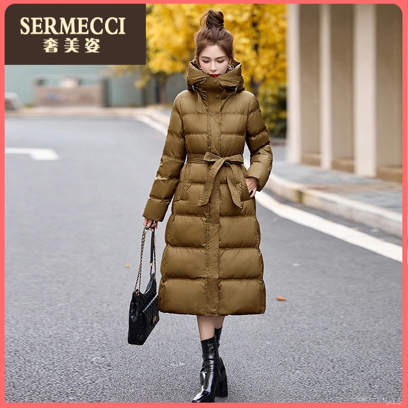 好看羽绒服女中长款2025新款冬季收腰过膝加厚保暖高级感外套