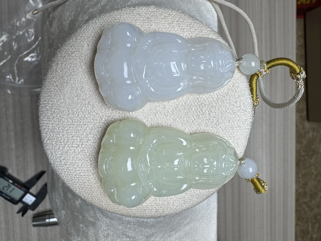 宝洲富艺和田玉羊脂观音吊坠精美精雕时尚观音挂件多样性（发1件