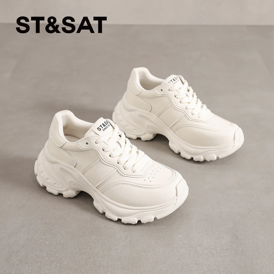 星期六爆款小白鞋女士2025秋季运动不累脚休闲鞋厚底跑步老爹鞋女
