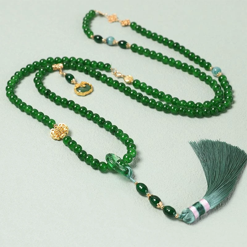 新中式璎珞背云马面流苏古风汉服项链复古可斜挎百搭扎基拉姆项链