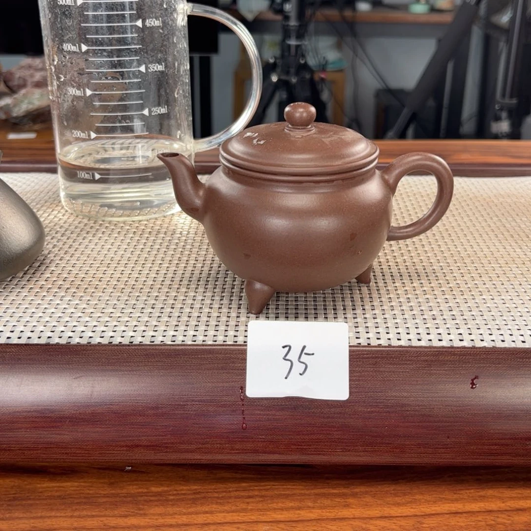 紫砂茶壶西****茄微瑕 1.30-35 大彬如意老紫泥