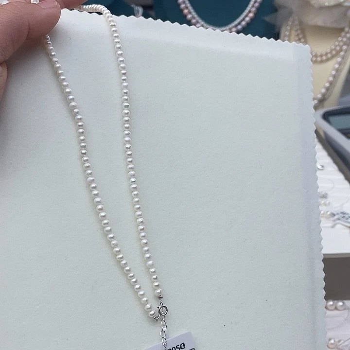 淡水珍珠颈饰银S925镶嵌卡4➕极光冷白