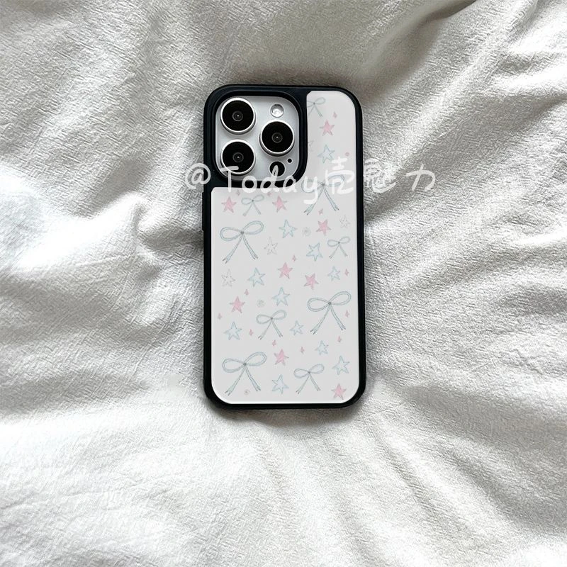 新款ins风涂鸦小星蝴蝶结适用苹果16Pro手机壳15高级14硬壳13可爱