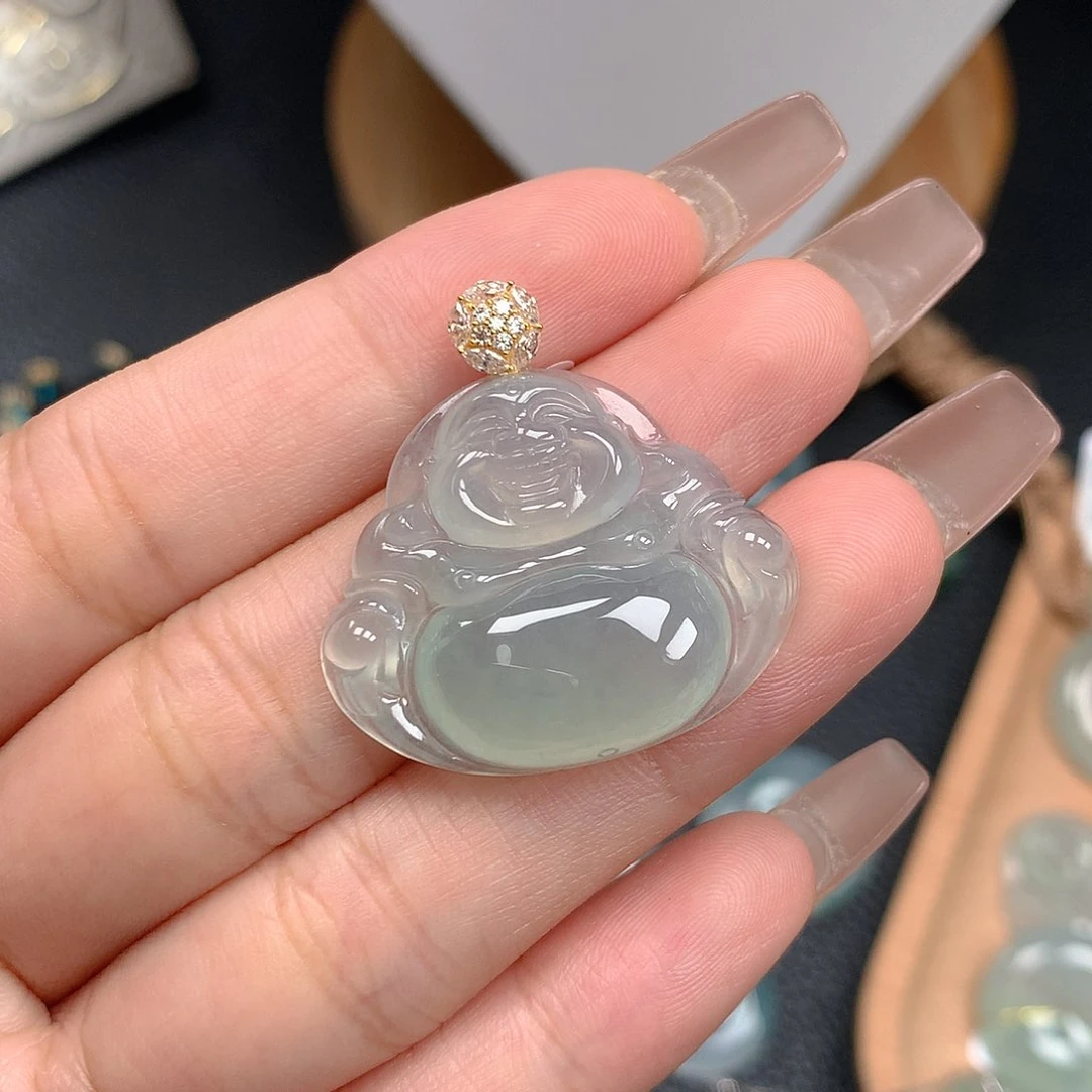 吊坠(不含链)18K金镶嵌翡翠