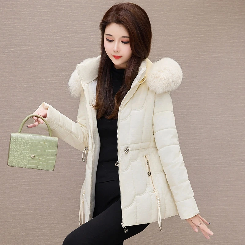 女士韩版短款加厚冬季棉服新款2024修身显瘦棉衣棉袄外套毛领女士