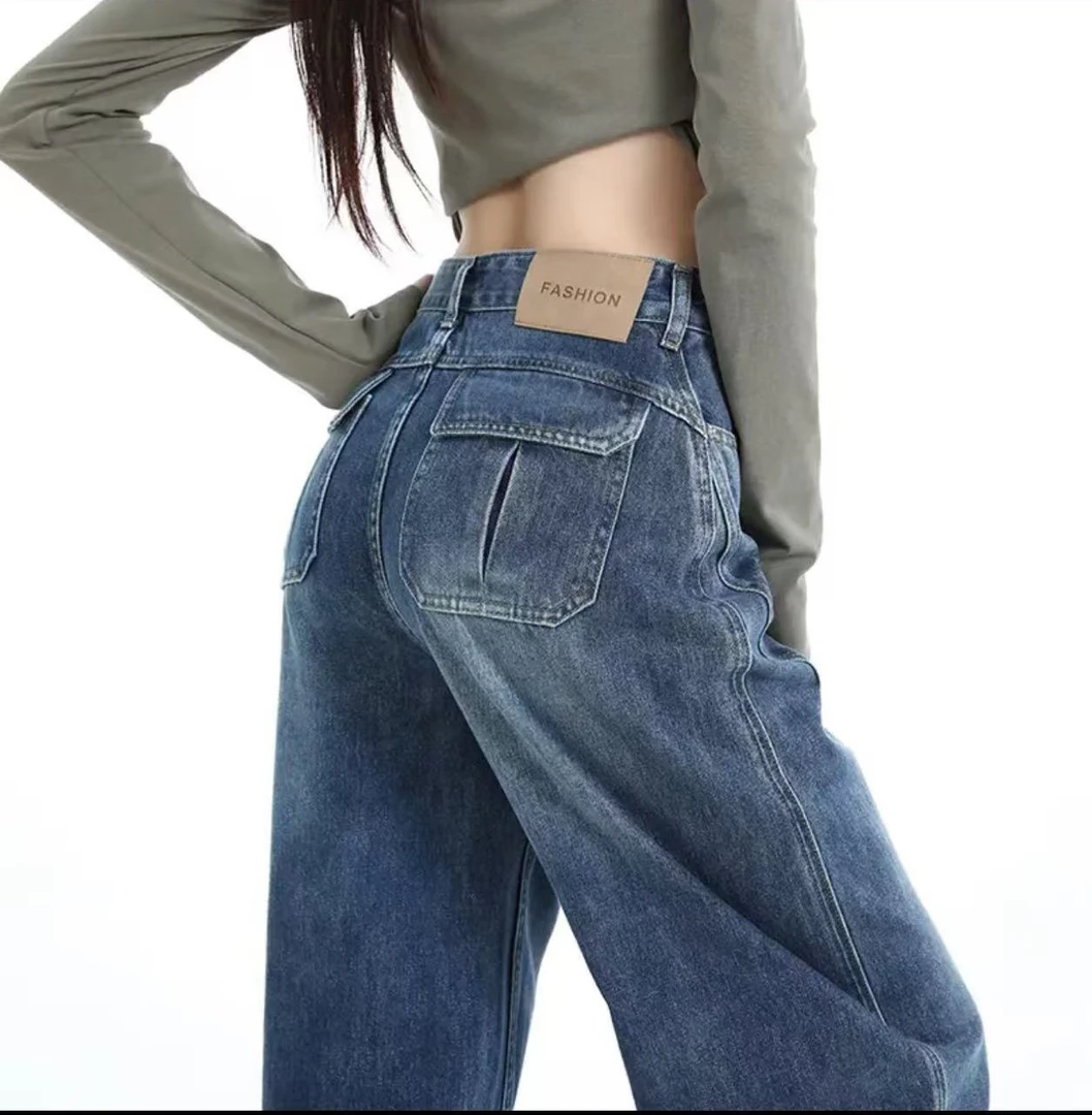 【运费险】2025新款爆款白色牛仔裤升级高腰窄版直筒阔腿裤