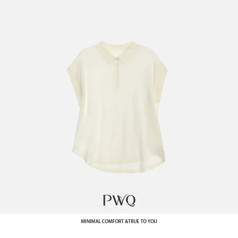 【总裁POLO】上衣polo翻领单排扣飞飞袖微透绵羊毛衫PYF-2571618-XX