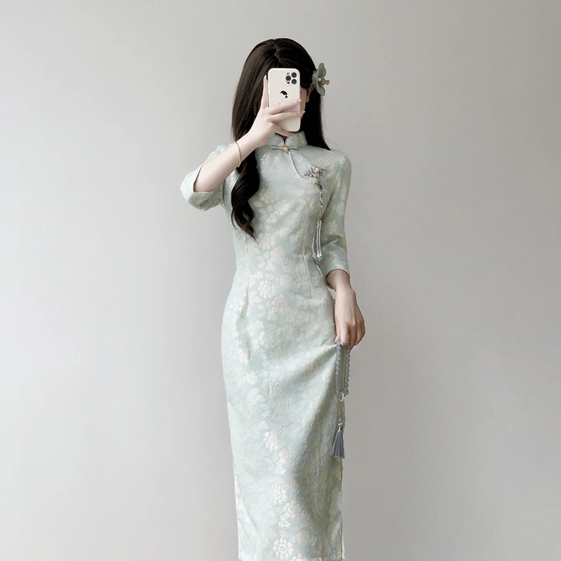 锡特帕第旗袍新款气质高端新中式年轻款连衣裙修身少女春秋日常