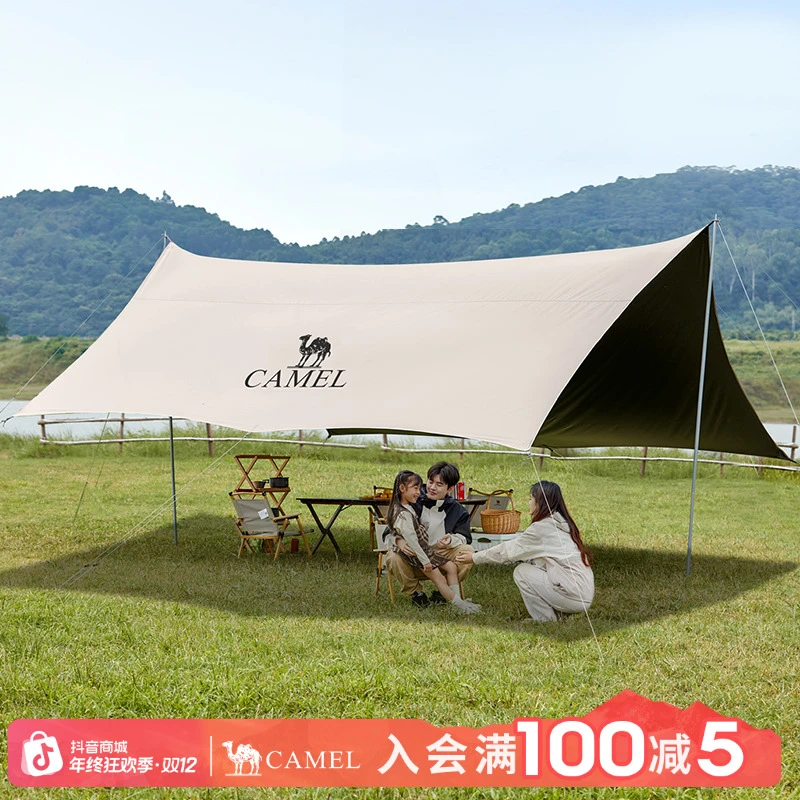 骆驼户外钛金黑胶天幕帐篷露营野营防晒凉棚防雨遮阳棚布装备全套