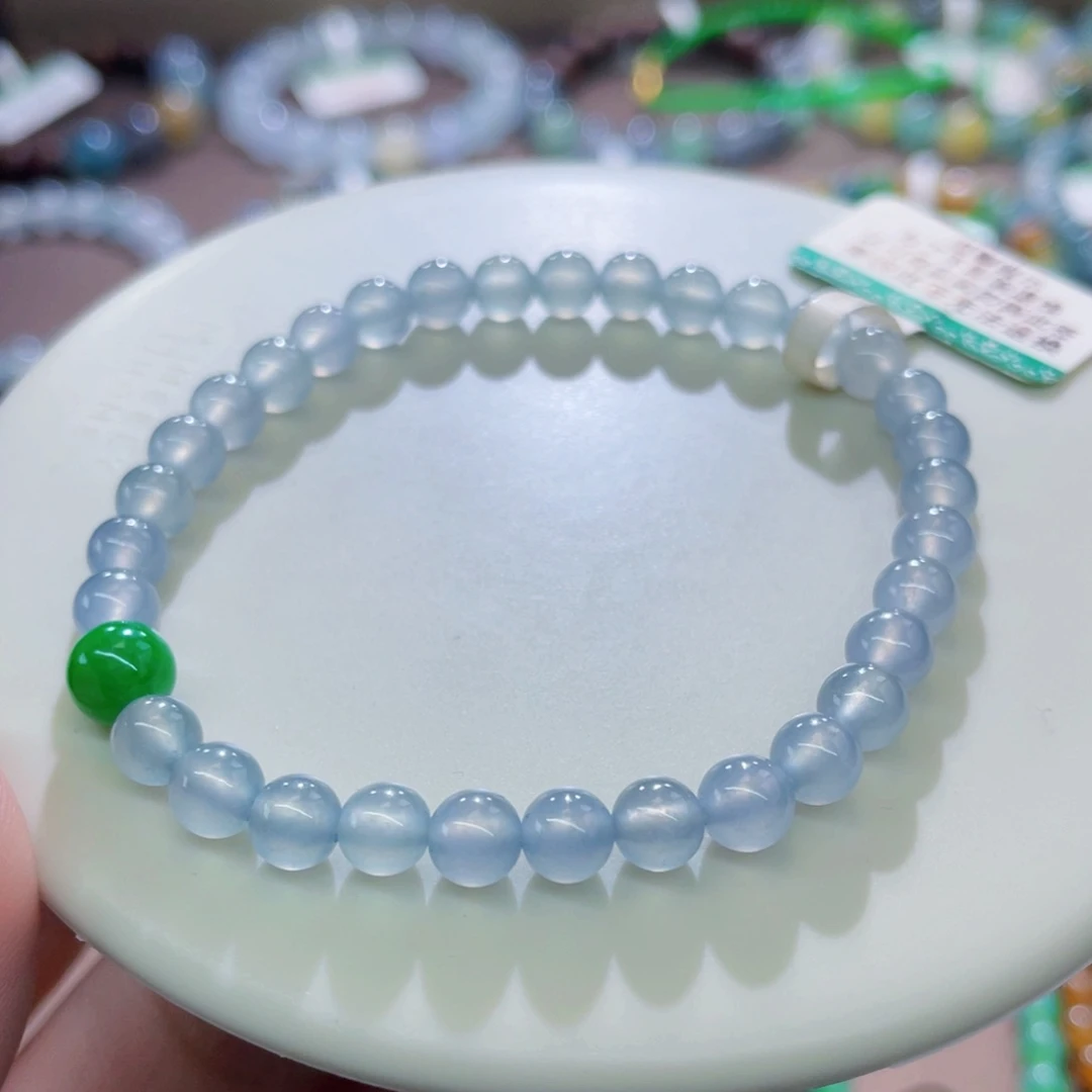 未镶嵌手链翡翠蓝钢卡5+