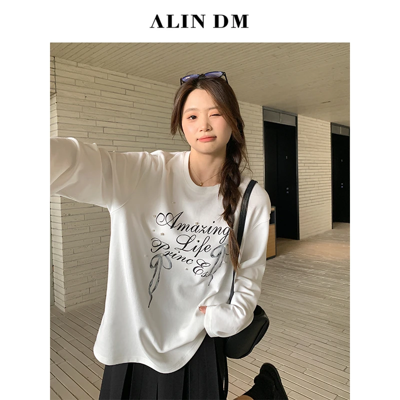 【ALINDM年中大清仓】大码微胖mm印花长袖T恤 XG7338