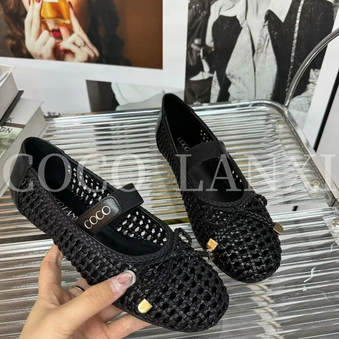 【COCO LANXI】舒适时尚休闲百搭软底编织浅口低跟小单鞋25DX320LX