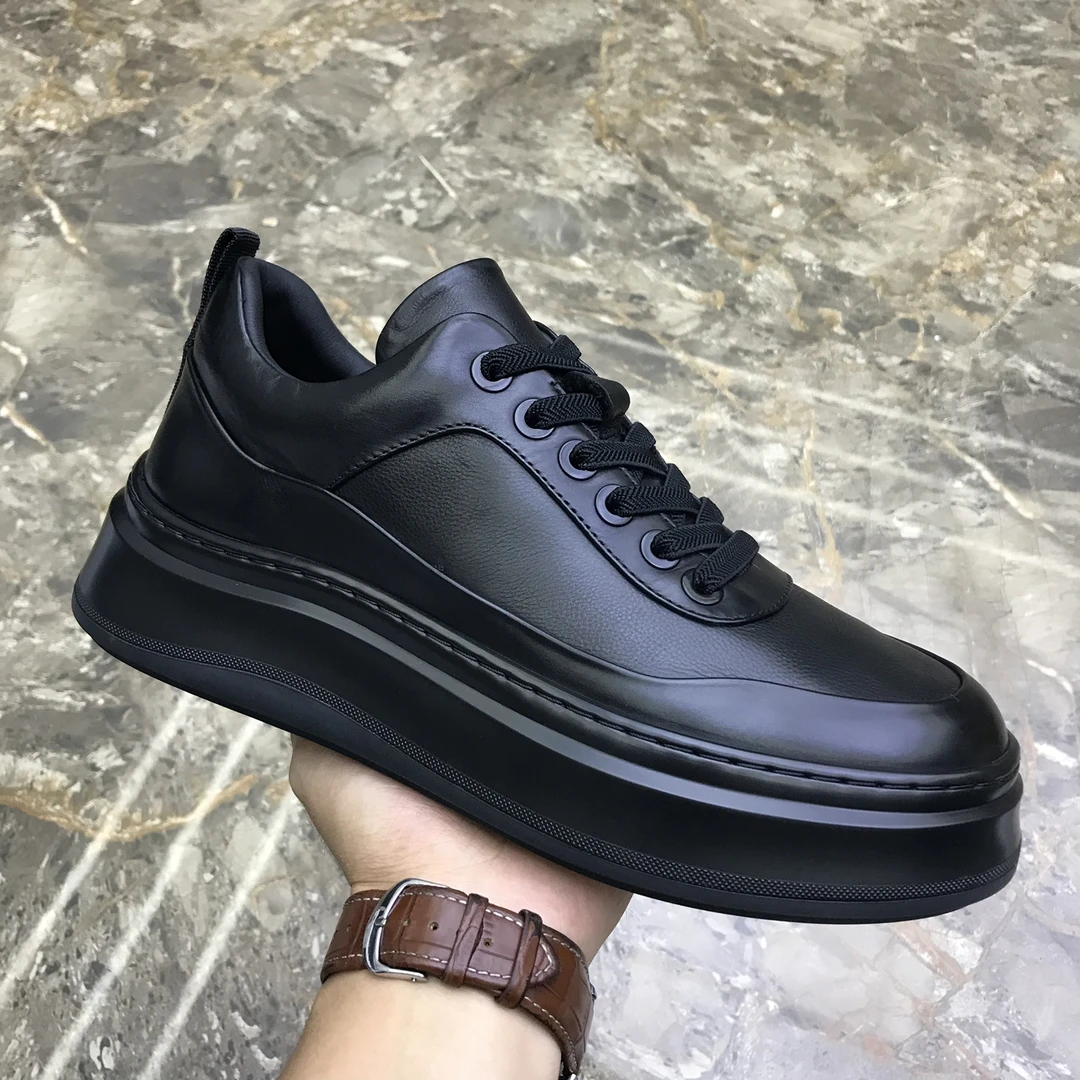 2025年广州真皮皮鞋秋季新款头层牛皮男士休闲系带潮鞋圆头皮鞋