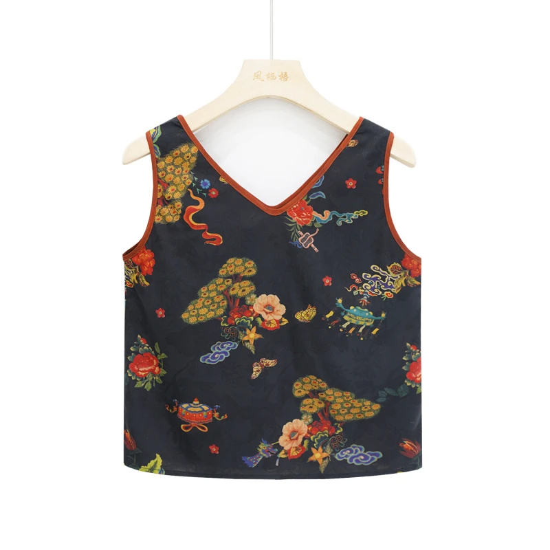 【秋娘子】新款高定国风双面穿发财树花萝背心FB2309134