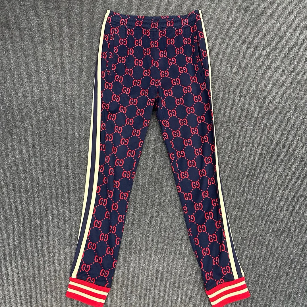 99新 GUCCI/古驰 织带拼接满印弹力卫裤/尺码XS