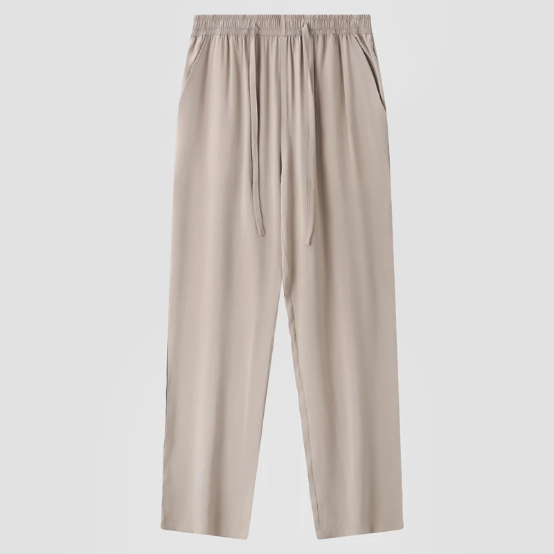 夏季新款铜氨丝休闲裤男宽松直筒长裤百搭薄款透气松紧腰裤子男