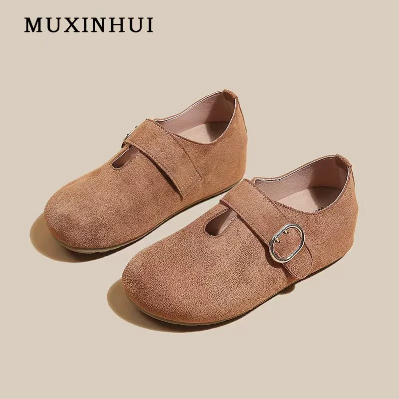 【品牌】女款软底勃肯鞋复古勃肯圆头法式百搭绒面豆豆鞋平底819