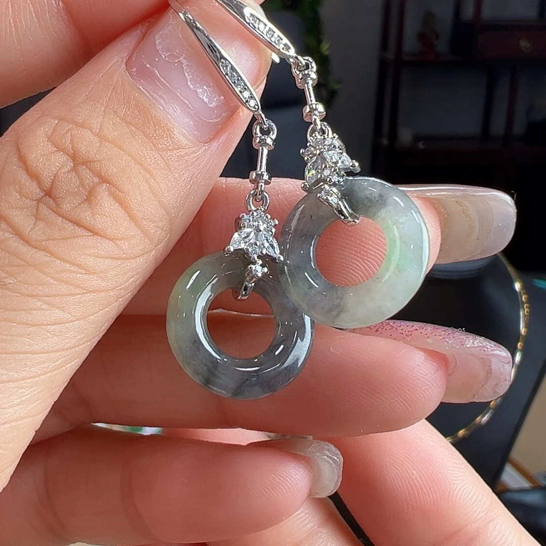 翡翠银S925镶嵌耳饰耳饰45