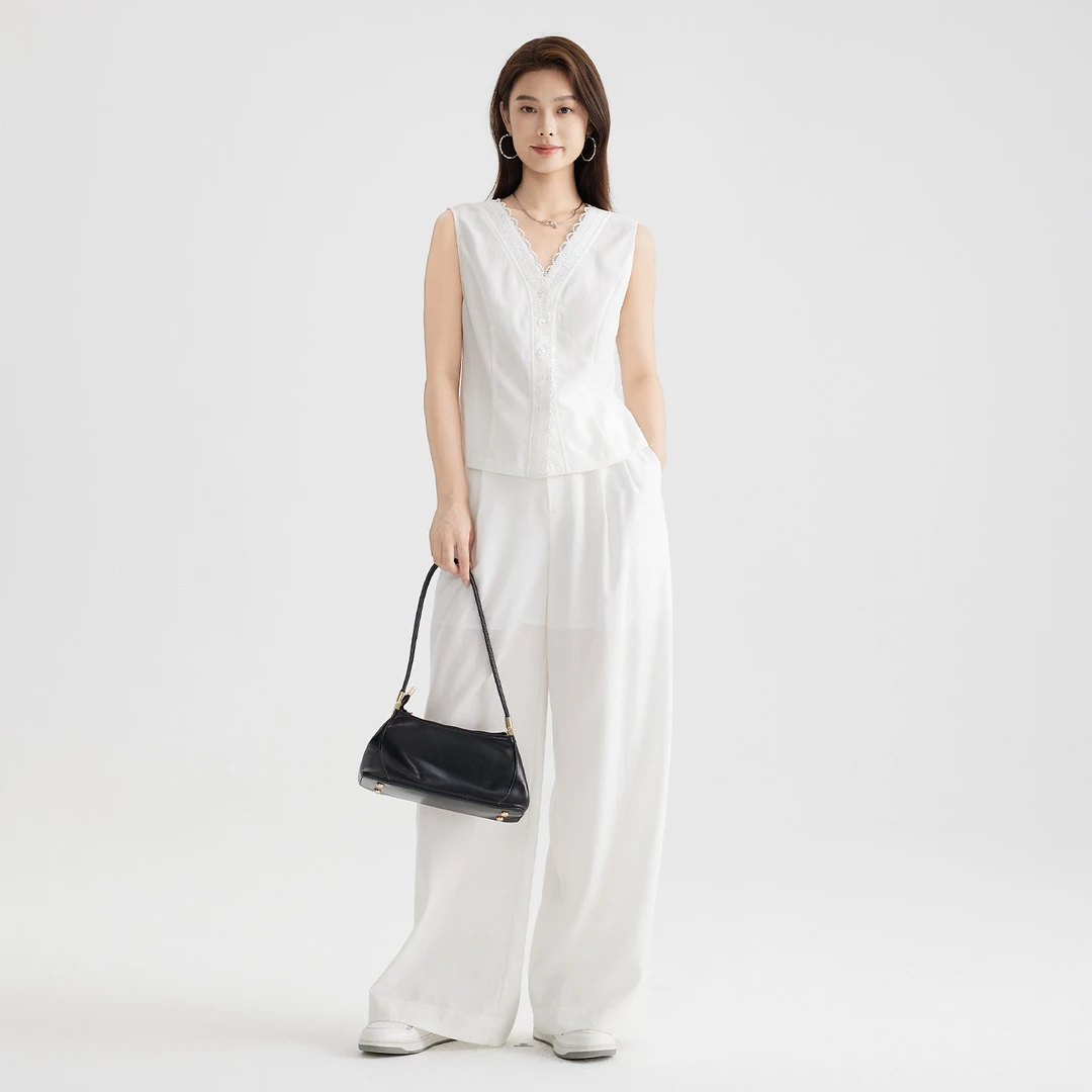 【谷邦L+】法式蕾丝拼接V领马夹女2025夏季新款B5257456