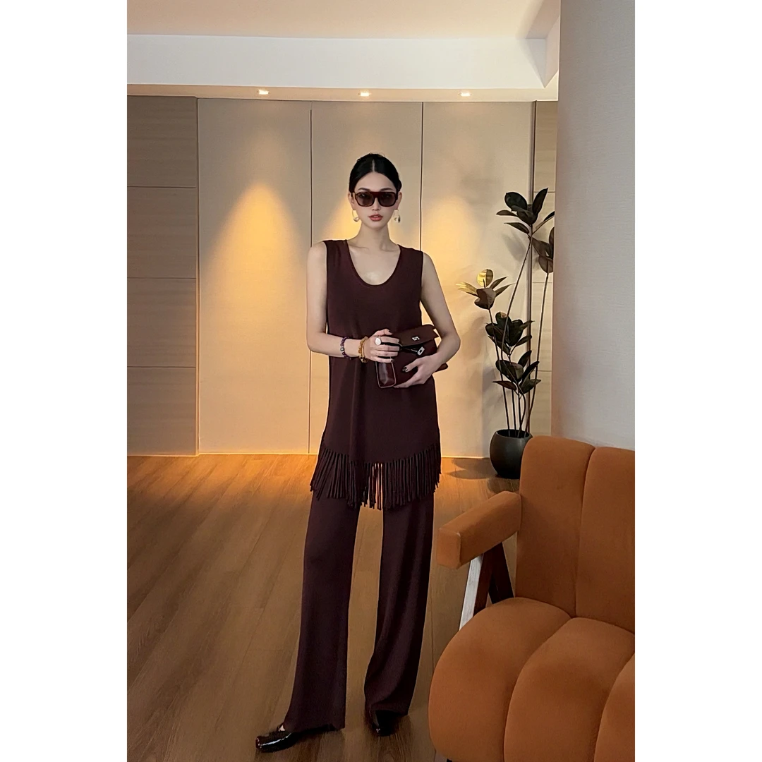 紫紫 姹紫套装 新款时尚休闲气质流苏背心套装ZD02TMYL132