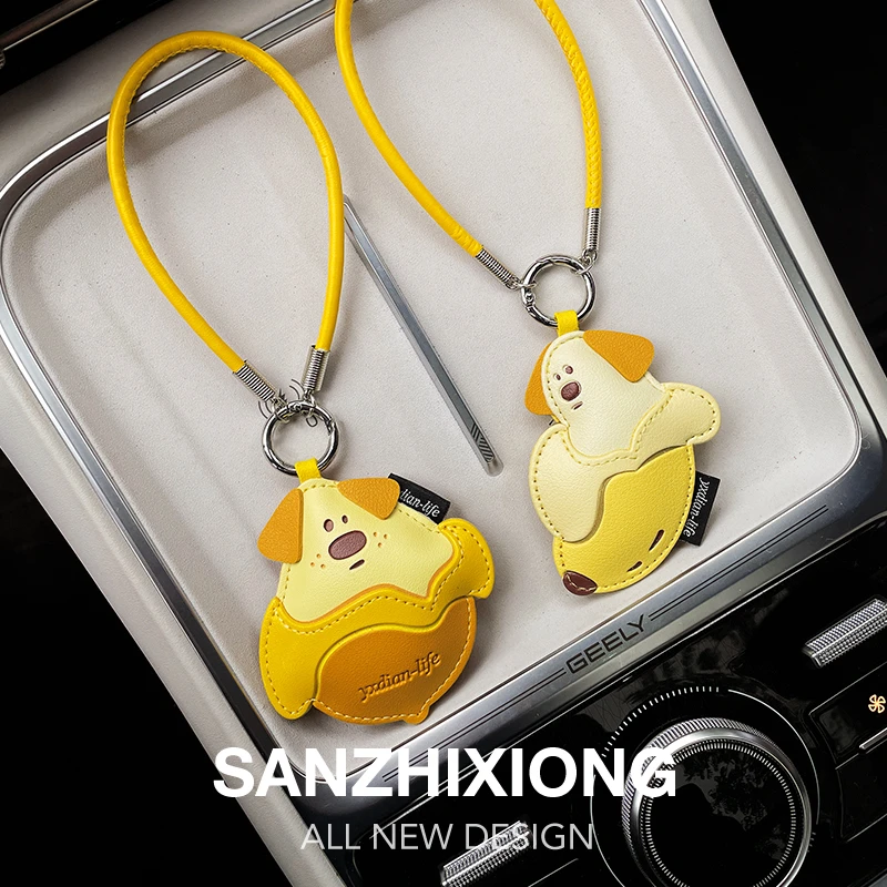 可爱卡通小狗皮革汽车钥匙扣挂件包包挂饰创意钥匙挂绳车用钥匙扣