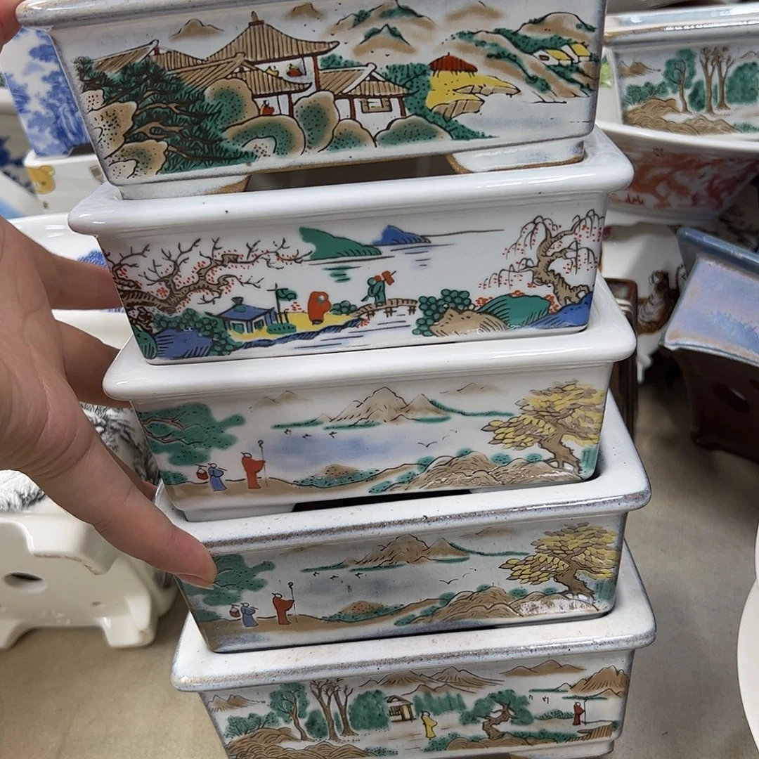 盆***卉紫砂花盆709号瑕疵5个15/12/5cm福利