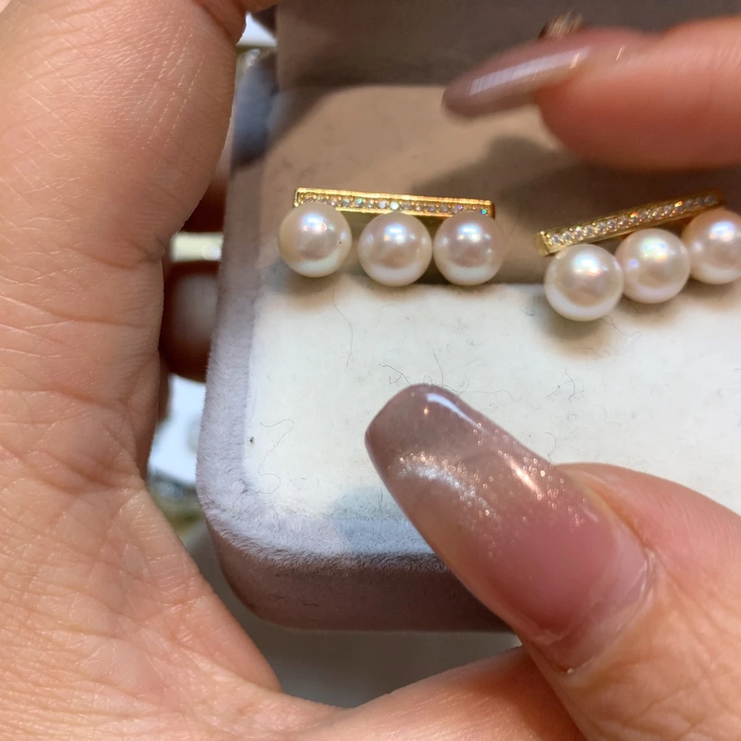 海水珍珠耳饰银S925镶嵌