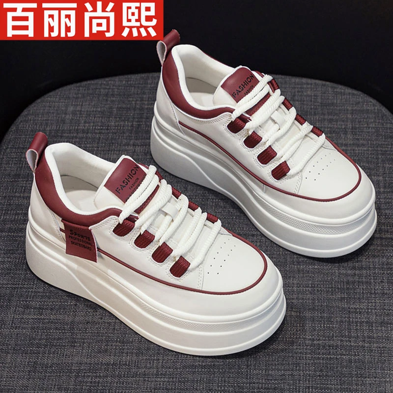 百丽尚熙松糕厚底增高7cm 时尚女款低帮鞋2025春季新款百搭休闲鞋