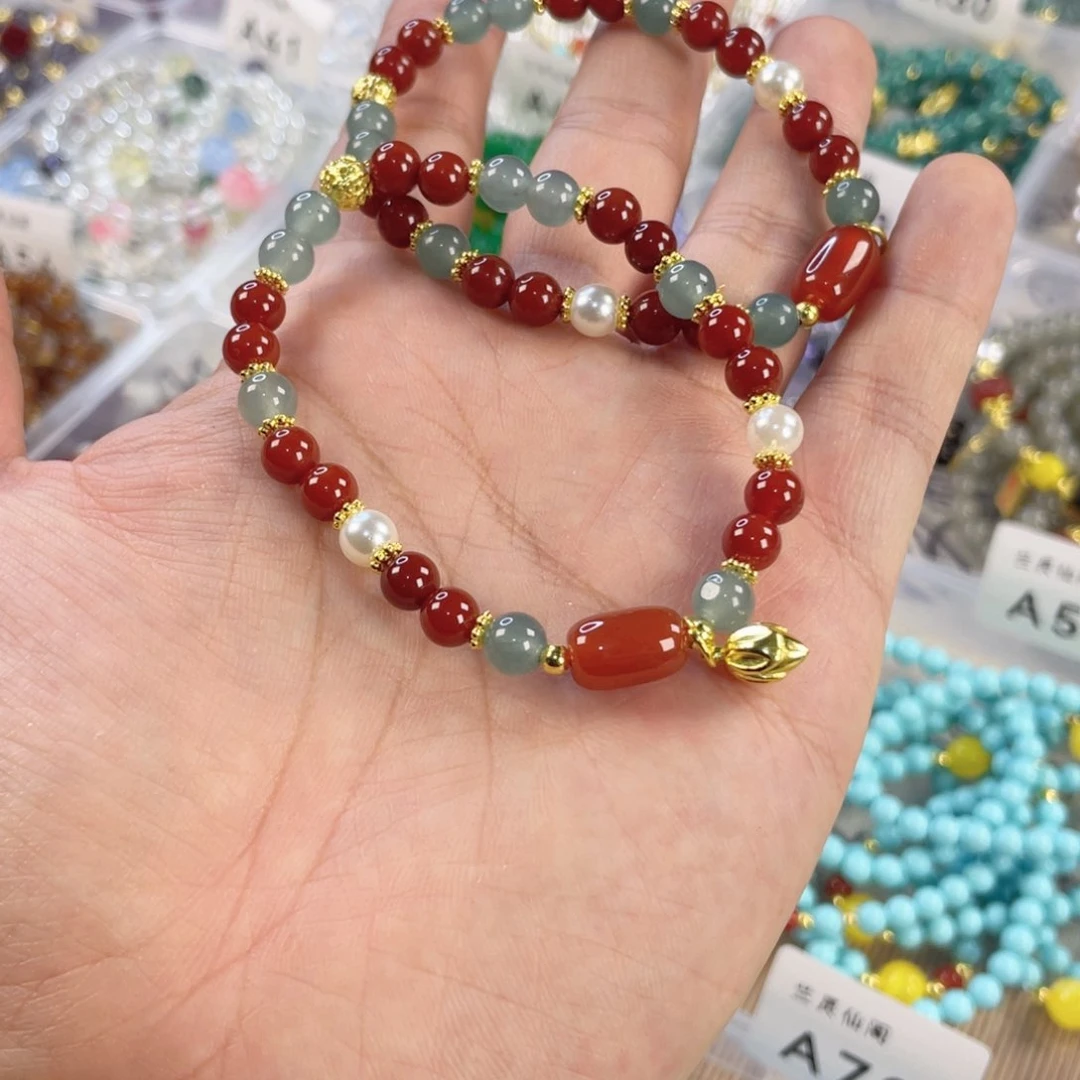 玛瑙手饰银S925镀金镶嵌