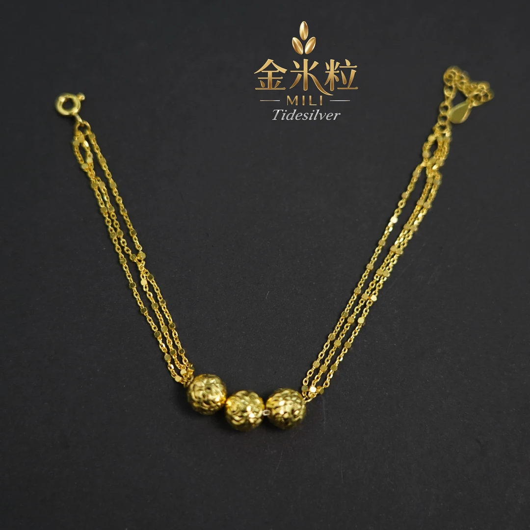 925银手链 【米粒|MILI】925银花纹珠手链