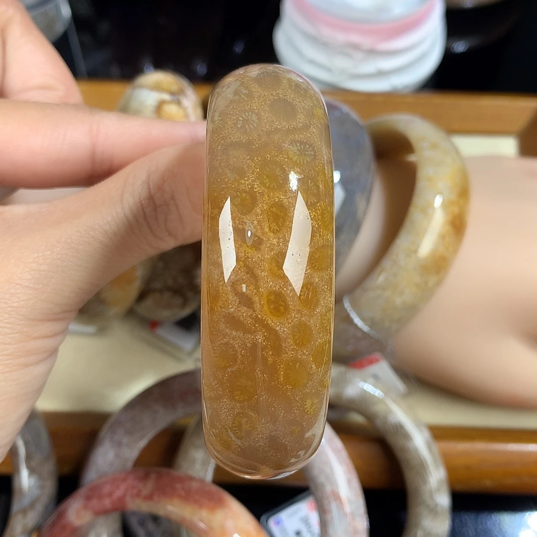 吊坠(赠链)未镶嵌硅化珊瑚（珊瑚玉）35号57圈口
