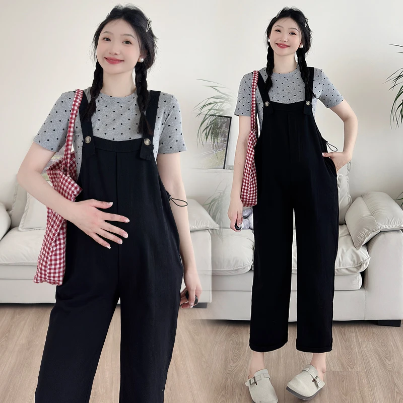 【喵喵严选】孕妇装春夏2025新款背带裤减龄T恤孕妇背带裤孕妇套装
