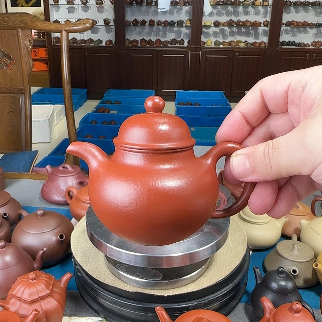 茶壶紫砂掇球朱泥