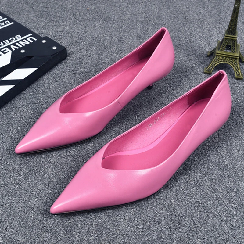 欧洲站2025春秋女鞋胎牛皮尖头浅口细跟低跟结婚伴娘单鞋高跟鞋女