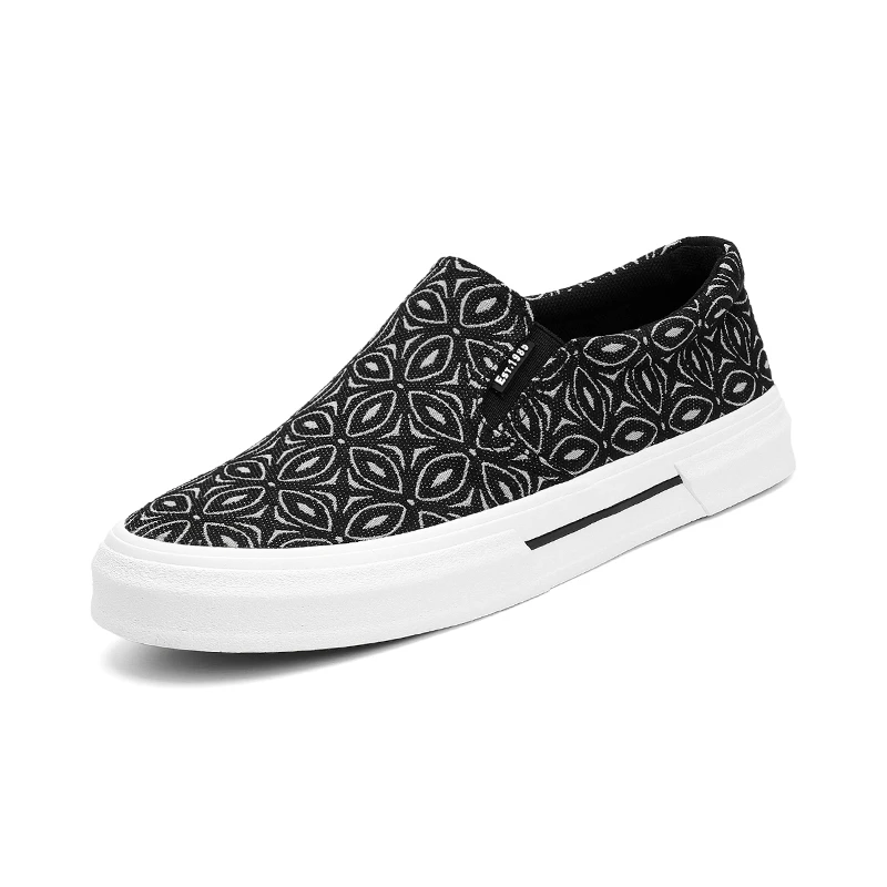 25816 男鞋秋季透气帆布鞋舒适时尚一脚蹬潮鞋休闲百搭提花布鞋