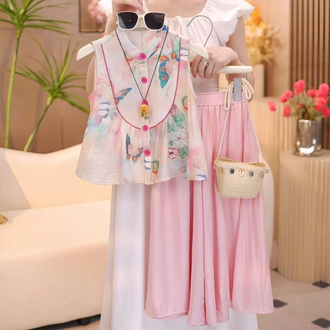 女童夏装2025新款设计师款新中式国风套装古风儿童汉服女孩衣服