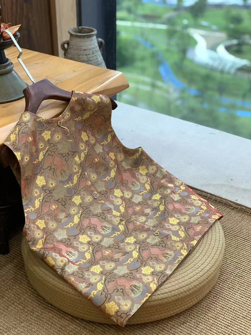 锦瑟华服 【缠枝葫芦】幻彩蜀锦 精致圆领上衣