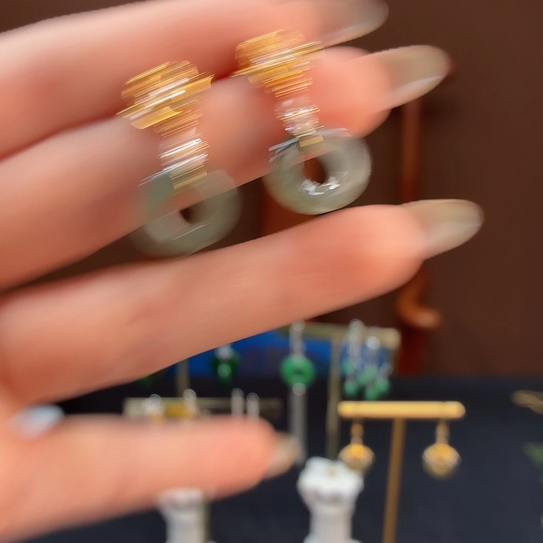 翡翠银S925镶嵌耳饰