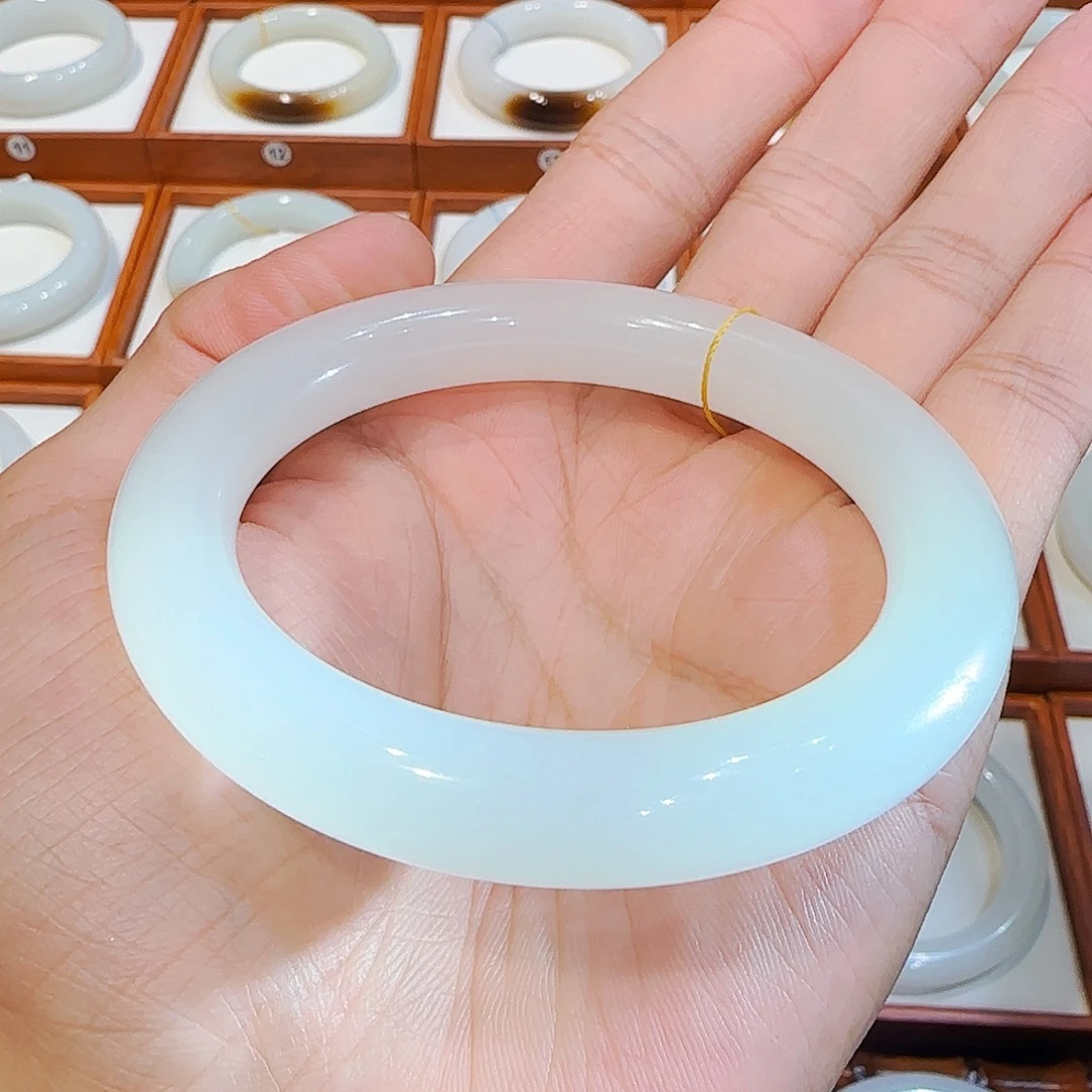 和田玉未镶嵌手镯高冰胖圆荔枝冻60 61 62