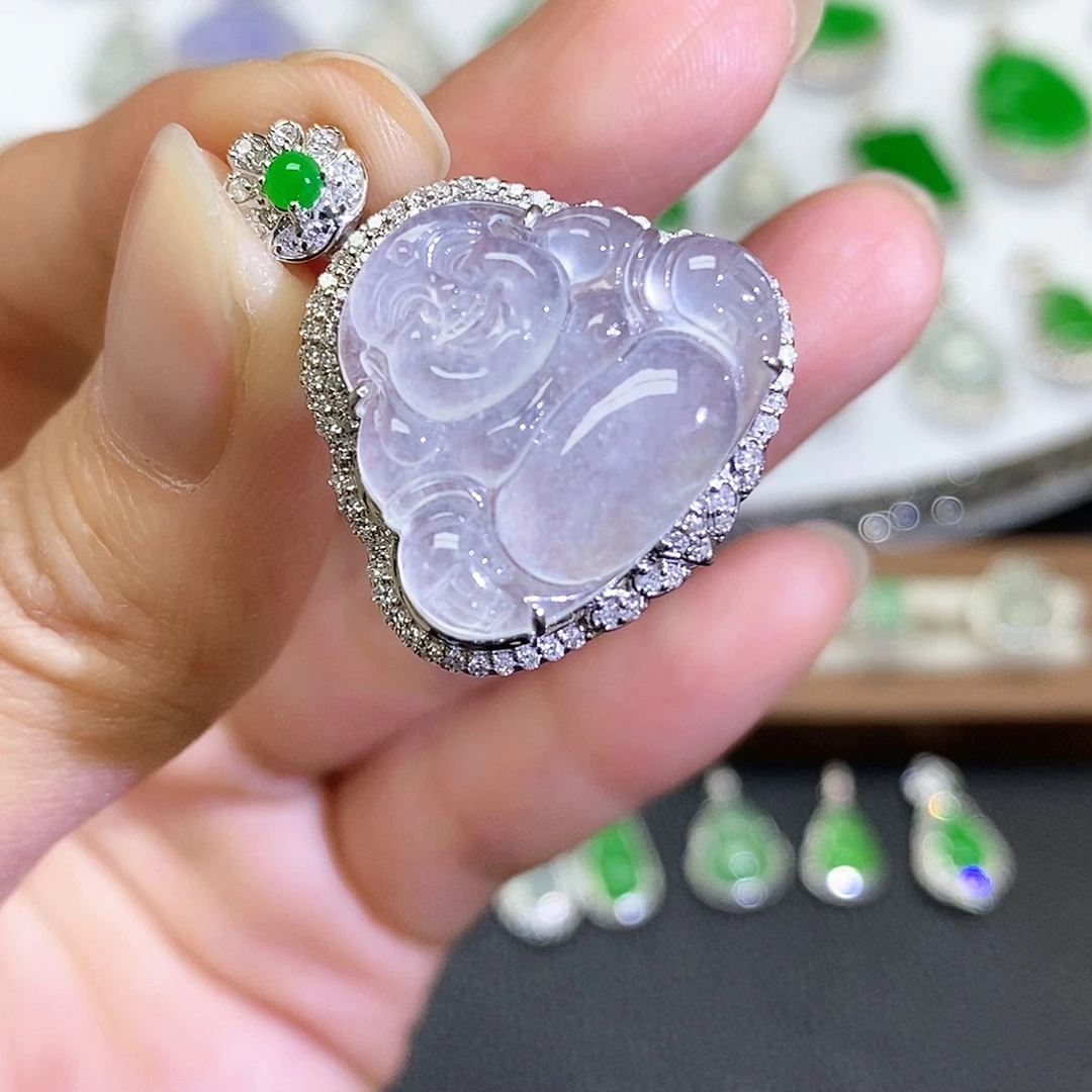 翡翠18K金镶嵌吊坠(不含链)