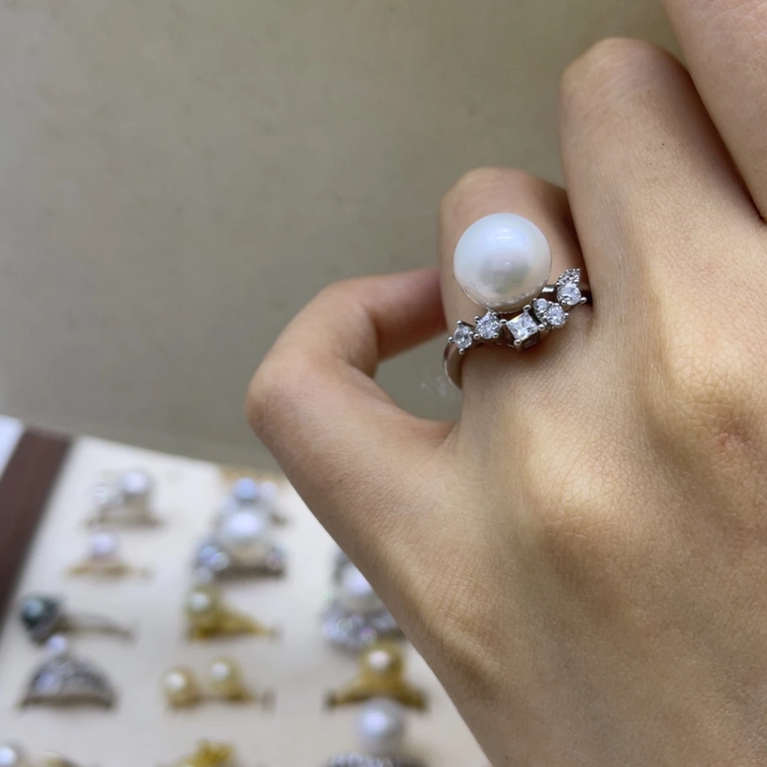 戒指淡水珍珠银S925镶嵌