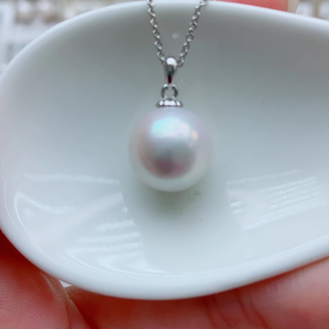 淡水珍珠银S925镶嵌吊坠(赠链)12.5mm