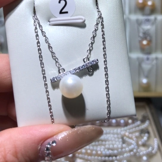 银S925镶嵌淡水珍珠耳饰